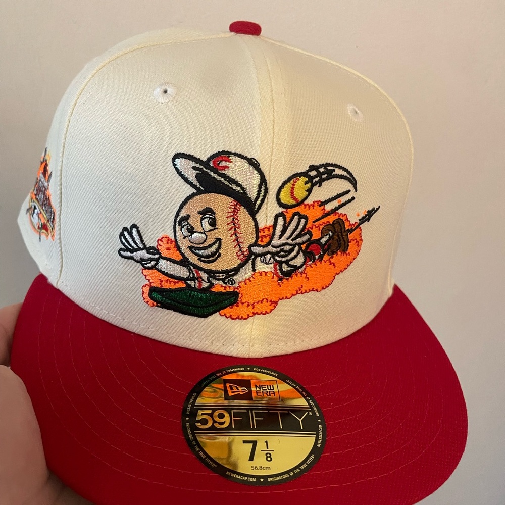 Myfitteds Cincinnati reds 2015 all star game patch fire Mario inspo size 7 1/8